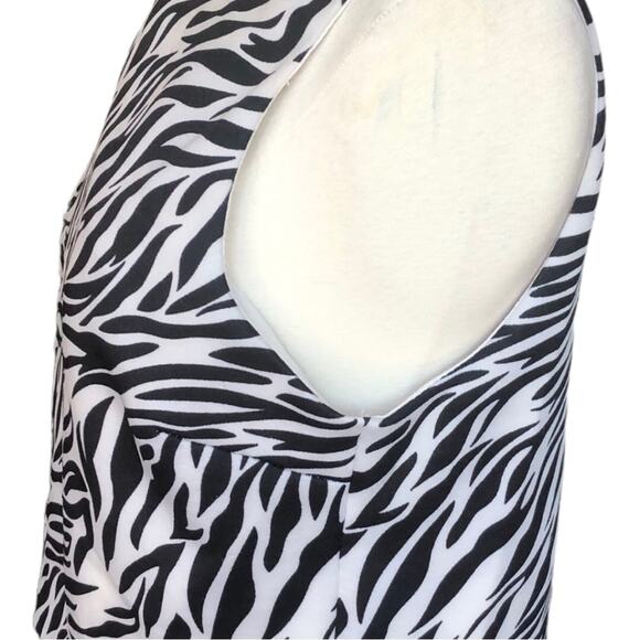 Aqua Womens Animal Print Crop Sleeveless Black White Animal Print Top Medium - Picture 5 of 8